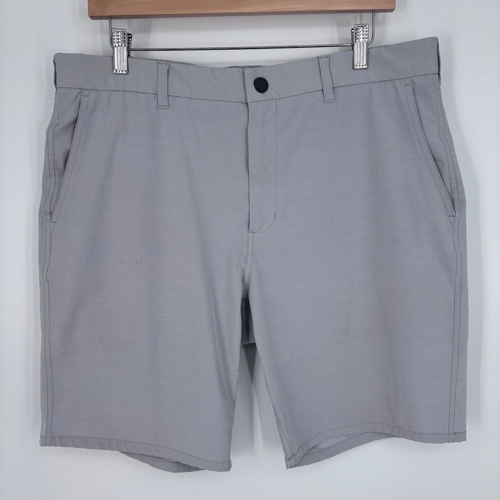 Johnnie-O Prep-Formance Shorts Men 34 Chrome Grey Calcutta Golf Stretch *FLAW